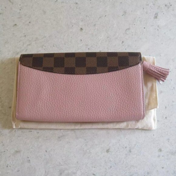 2019 Louis Vuitton FRANCE Damier Pink Croisette Pink Tassel Emilie Sarah Wallet - Picture 3 of 16